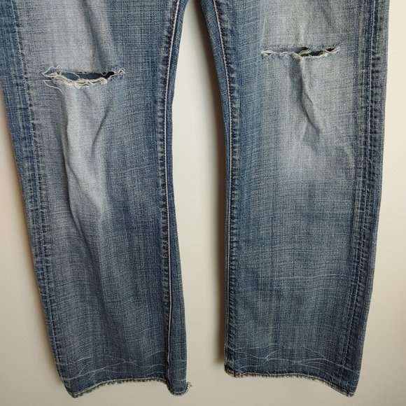 Guess Premium Cliff Cut Boot Blue Jeans Men's 31x30 Super Distressed Slim Fit - Picture 3 of 7